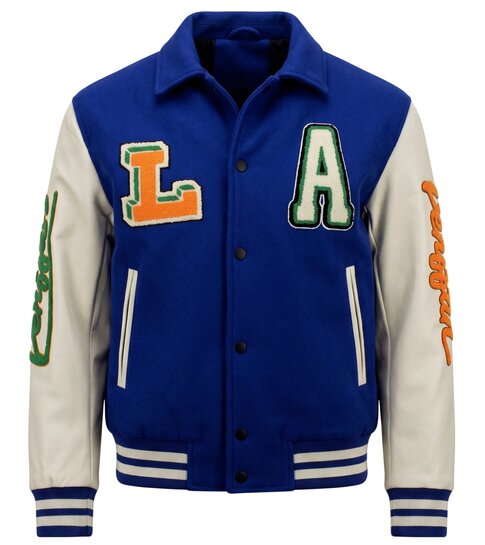 ENOS Geborduurde Retro College Jackets Oversized  - 851 - Blauw