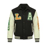 ENOS Geborduurde Vintage Varsity Jacket  Heren Oversized  - 851 - Zwart