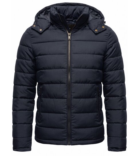 Enos Heren Jack met Capuchon - Slim Fit - Tussenjas Heren - 8210 - Blauw