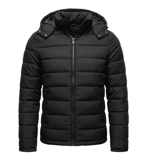 Enos Heren Jack met Capuchon - Slim Fit - Tussenjas Heren - 8210 - Zwart