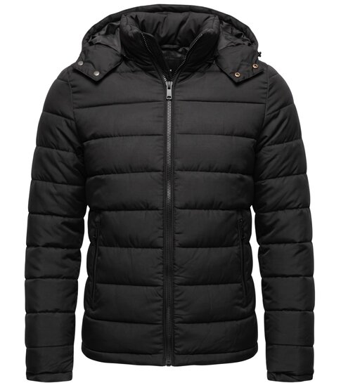 Enos Heren Jack met Capuchon - Slim Fit - Tussenjas Heren - 8210 - Zwart