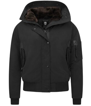 Gentile Bellini Gewatteerde Jas Dames Kort met Capuchon - 8815 - Zwart
