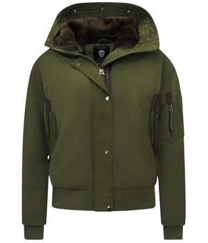 Gentile Bellini Winterjassen Kort Dames met Capuchon - 8815 - Groen