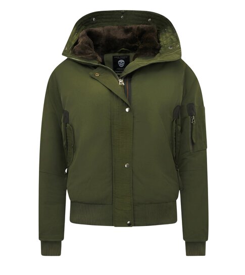 Gentile Bellini Winterjassen Kort Dames met Capuchon - 8815 - Groen
