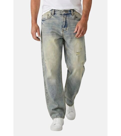 TRUE RISE Baggy Jeans Heren - Oversized Jeans  - Spijkerbroek Heren Volwassenen -XSF78523- Blauw