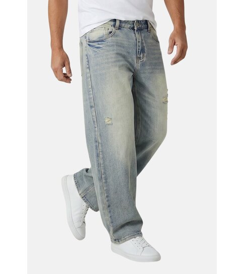 TRUE RISE Baggy Jeans Heren - Oversized Jeans  - Spijkerbroek Heren Volwassenen -XSF78523- Blauw