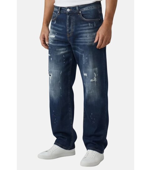 TRUE RISE Baggy Jeans Heren - Oversized Jeans  - Spijkerbroek Heren Volwassenen -JC8138B- Blauw