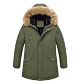 Enos Lange Parka Jas Heren – Met Faux Bontkraag  – Groen