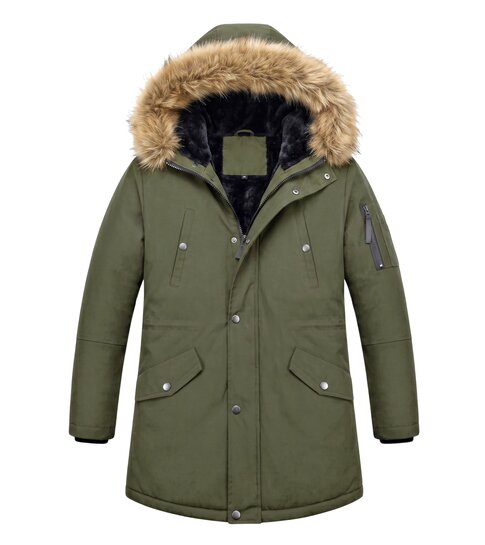 Enos Lange Parka Jas Heren – Met Faux Bontkraag  – Groen
