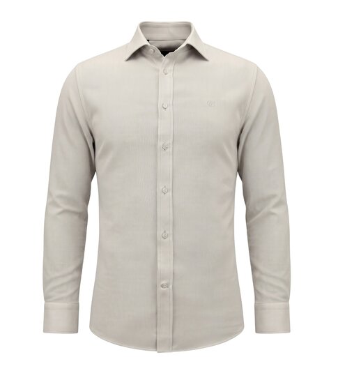 Gentile Bellini Oxford Effen Blouse  Heren - Slim Fit Stretch - Beige