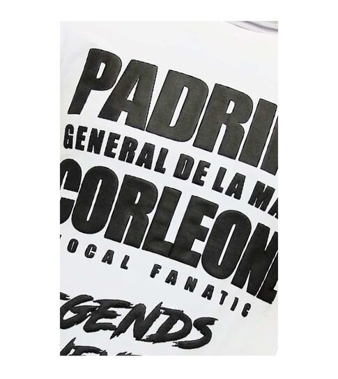 Local Fanatic T shirt Heren met Print - Padrino Corleone -GS689- Wit