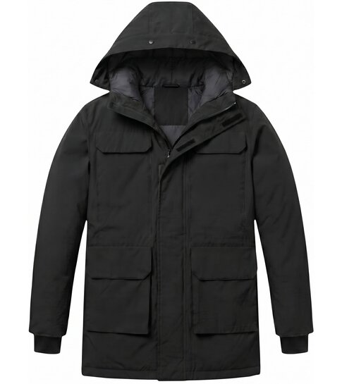 Local Fanatic Lange jas Heren - Heren Winterjassen - LF7169 - Zwart