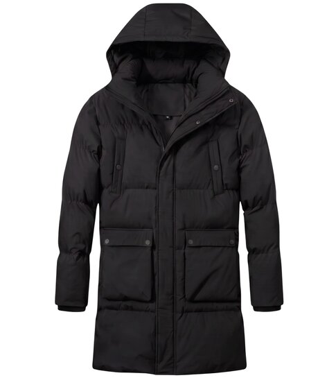 Local Fanatic Lange Puffer Jas Heren - Heren Jas Winter - LF3361 - Zwart