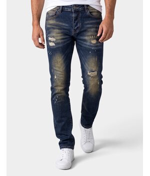 TRUE RISE Gescheurde Jeans Heren Slim Fit - Spijkerbroek Heren Volwassenen -Stretch Jeans Heren -G18592- Donker Blauw
