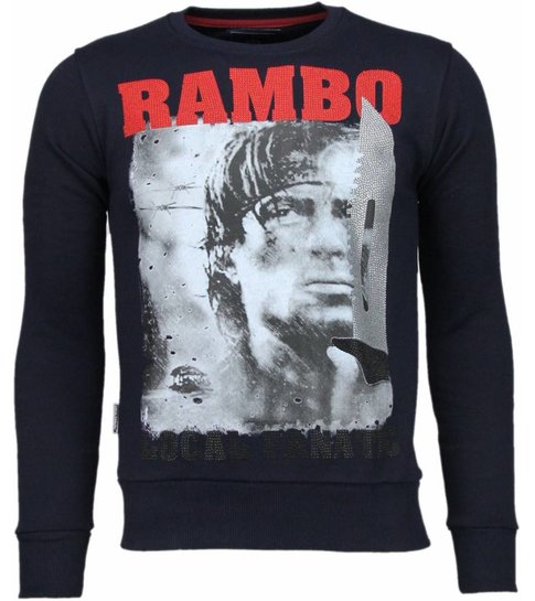 Local Fanatic Rambo - Rhinestone Sweater - Navy