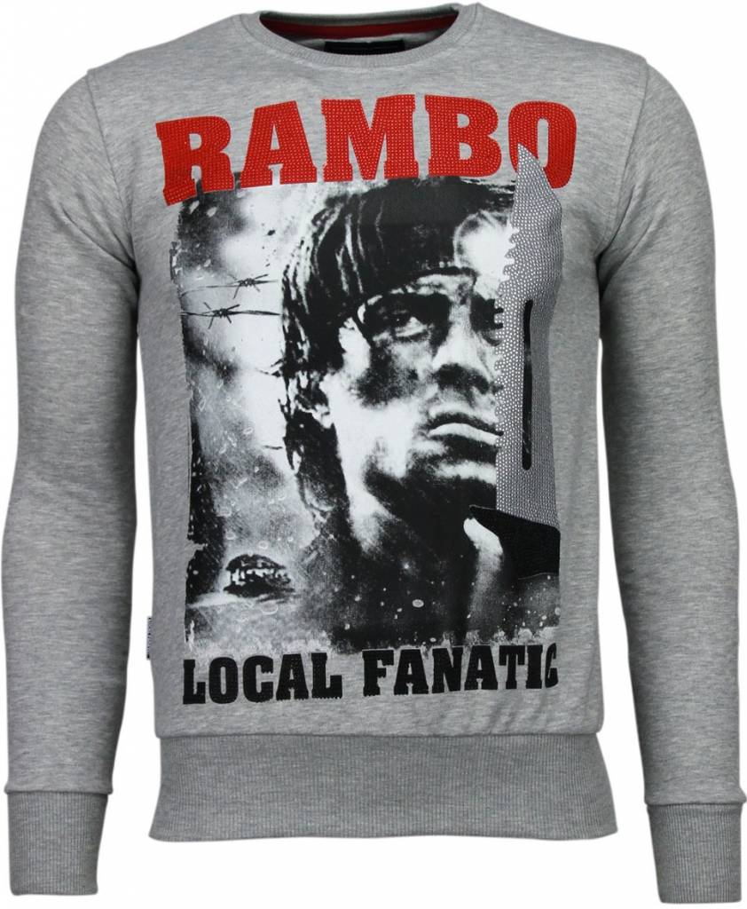 Local Fanatic Rambo Rhinestone Sweater Grijs local fanatic kopen in de aanbieding
