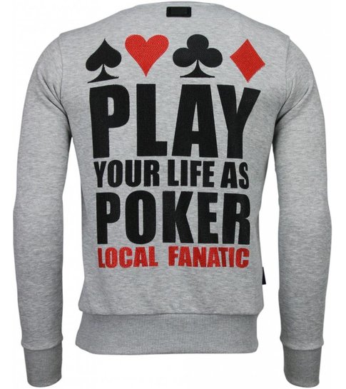 Local Fanatic Hot & Famous Poker - Bar Refaeli - Rhinestone Sweater - Grijs