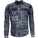 Denim Overhemd - Slim Fit Lange Mouwen Heren - Kleur Print - Blauw