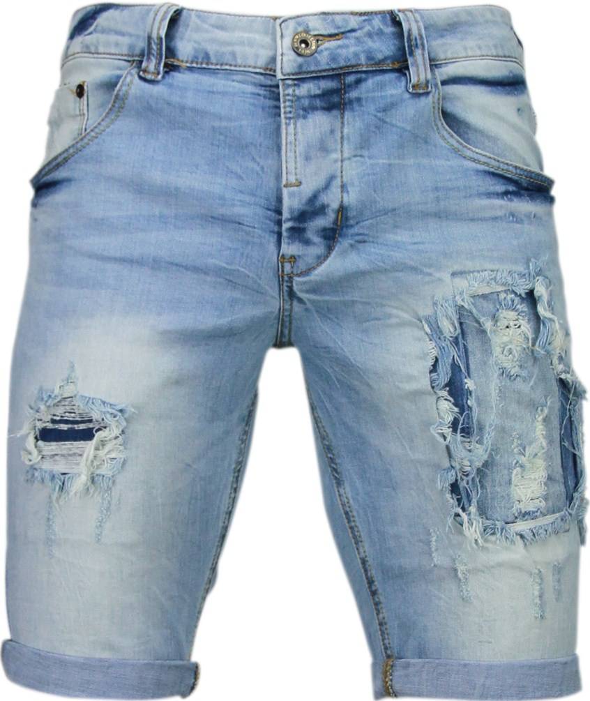 Enos Korte Broeken Heren Slim Fit Denim Bike Army Blauw enos kopen in de aanbieding