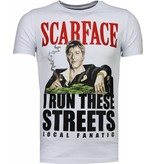 Local Fanatic Scarface Boss - Rhinestone T-shirt - Wit