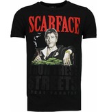 Local Fanatic Scarface Boss - Rhinestone T-shirt - Zwart