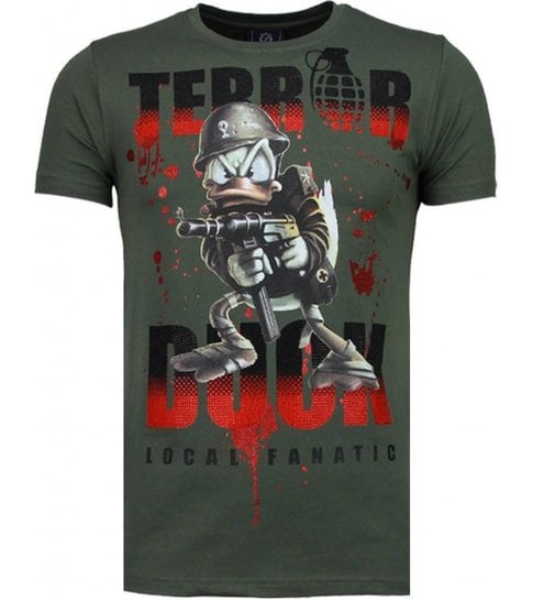 Local Fanatic Terror Duck - Rhinestone T-shirt - Groen