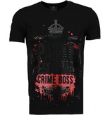 Local Fanatic Pablo Escobar Boss - Rhinestone T-shirt - Zwart