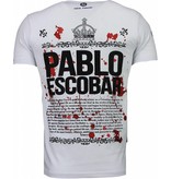Local Fanatic Pablo Escobar Boss - Rhinestone T-shirt - Wit