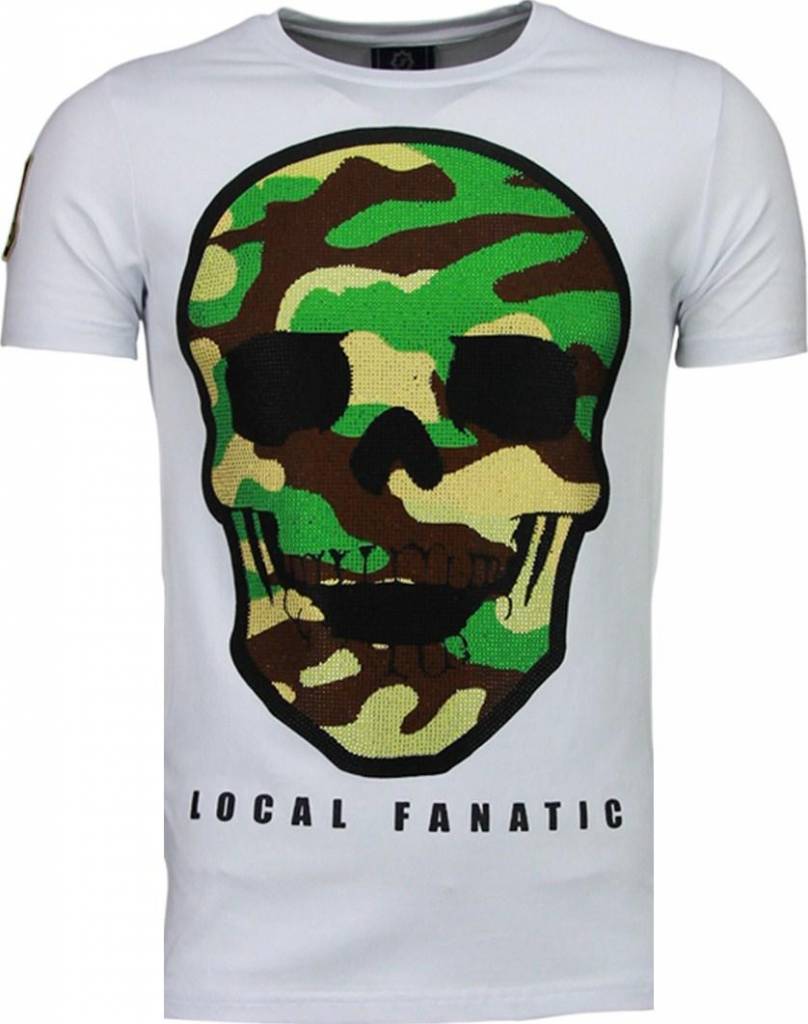 Local Fanatic Army Skull Rhinestone T Shirt Wit local fanatic kopen in de aanbieding Local Fanatic Army Skull Rhinestone T Shirt Wit local fanatic kopen in de aanbieding