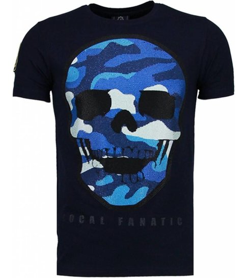 Local Fanatic Army Skull - Rhinestone T-shirt - Navy