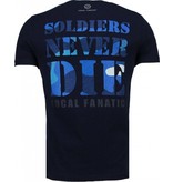 Local Fanatic Army Skull - Rhinestone T-shirt - Navy