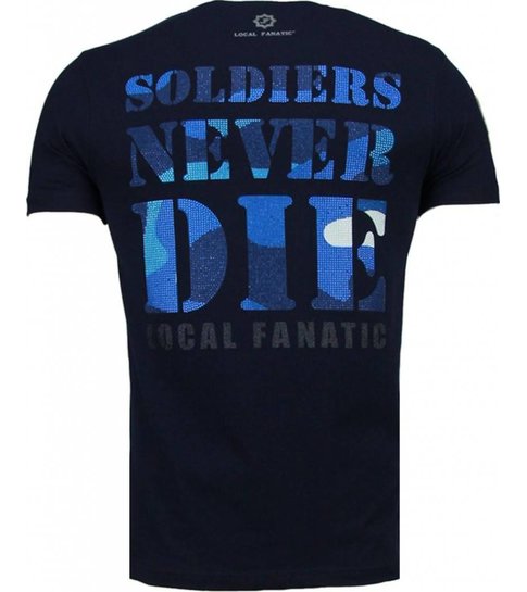 Local Fanatic Army Skull - Rhinestone T-shirt - Navy