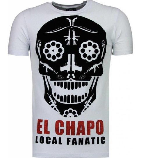 Local Fanatic El Chapo - Flockprint T-shirt - Wit