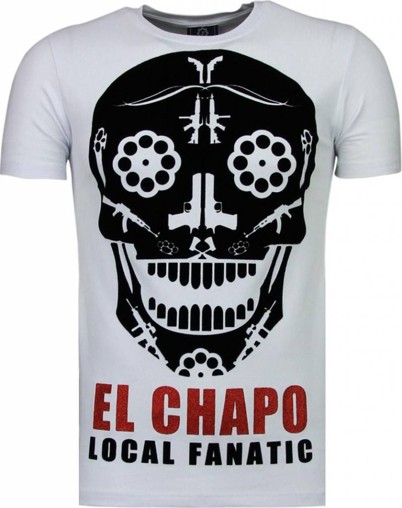 Local Fanatic El Chapo Flockprint T Shirt Wit local fanatic kopen in de aanbieding Local Fanatic El Chapo Flockprint T Shirt Wit local fanatic kopen in de aanbieding