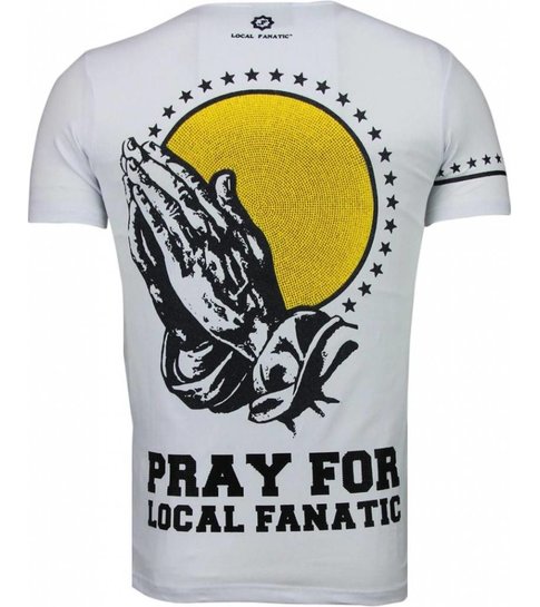 Local Fanatic Jezus - Rhinestone T-shirt - Wit