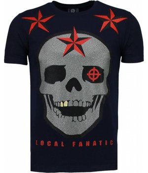 Local Fanatic Rough Player Skull - Rhinestone T-shirt - Navy