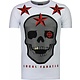 Rough Player Skull - Rhinestone T-shirt - Wit