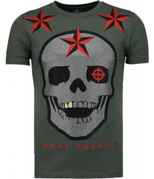 Local Fanatic Rough Player Skull - Rhinestone T-shirt - Groen