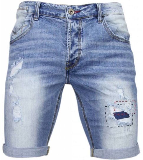 Enos Korte Broeken Heren - Slim Fit Denim Summer Vibe - Blauw