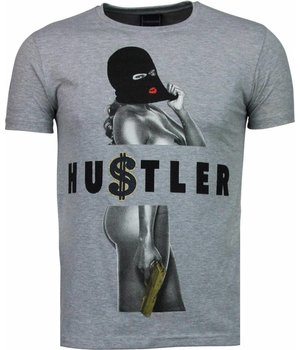 Local Fanatic Hustler - Rhinestone T-shirt - Grijs