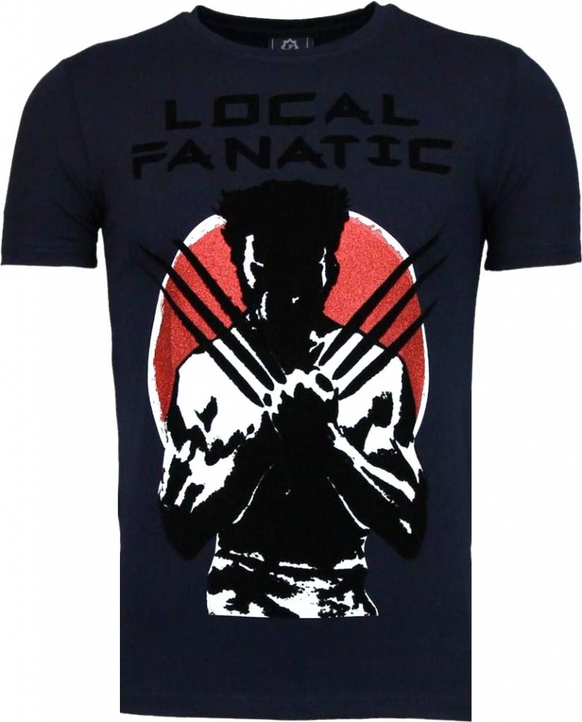 Local Fanatic Wolverine Flockprint T Shirt Navy local fanatic kopen in de aanbieding Local Fanatic Wolverine Flockprint T Shirt Navy local fanatic kopen in de aanbieding