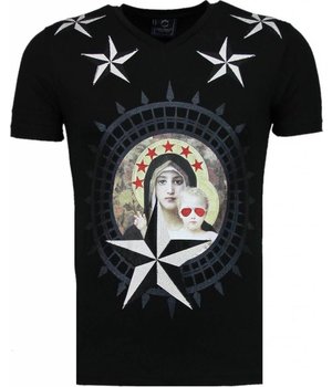 Local Fanatic Holy Mary - Rhinestone T-shirt - Zwart