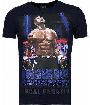 Local Fanatic Golden Boy Mayweather - Rhinestone T-shirt - Navy