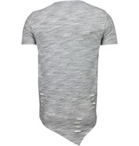 TONY BACKER Sleeve Ripped - T-Shirt - Grijs