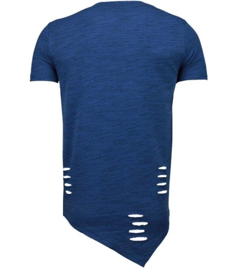 TONY BACKER Sleeve Ripped - T-Shirt - Navy