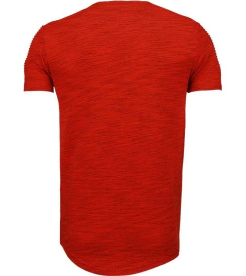 TONY BACKER Sleeve Ribbel - T-Shirt - Rood