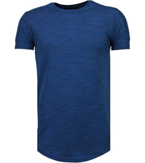 TONY BACKER Sleeve Ribbel - T-Shirt - Navy