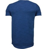 TONY BACKER Sleeve Ribbel - T-Shirt - Navy