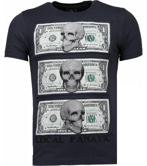 Local Fanatic Beter Have My Money - Rhinestone T-shirt - Donker Grijs