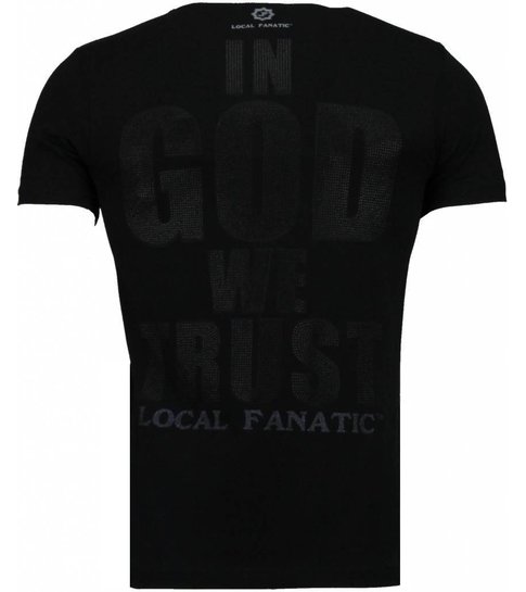 Local Fanatic Trust In My Power - Rhinestone T-shirt - Zwart